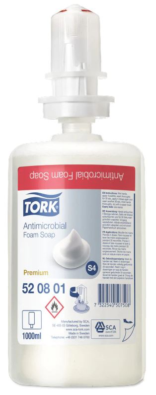 SABONETE PREMIUM EM ESPUMA ANTIMICROBIAL TRANSPARENTE 6X1LT TORK